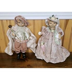 Vintage Kurt Adler Jocelyn Monstrom Victorian Cat Ornament Set Anthropomorphic